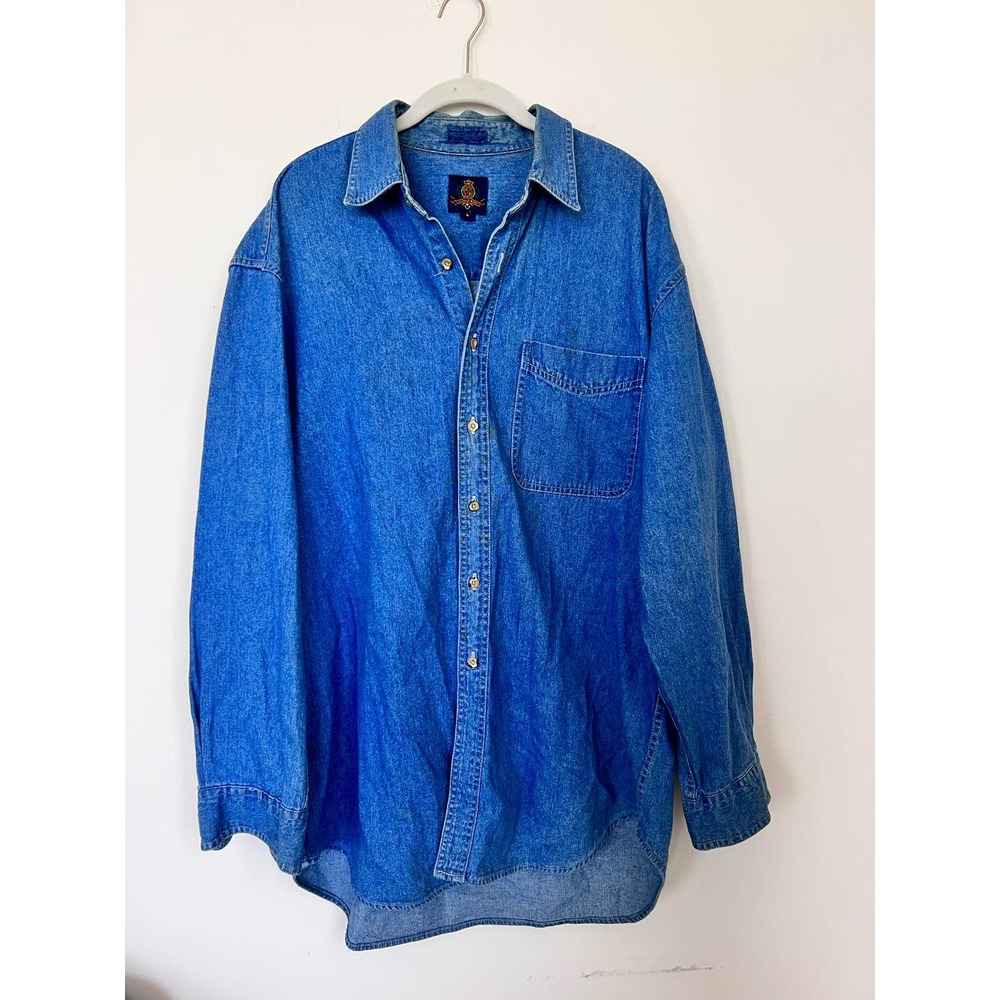 Savil Rowe Denim Button Down Longsleeve Shirt - Picture 1 of 16